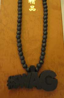 SWAG PIECE, GOOD WOOD NECKLACE, BLACK, BALL BEAD, 28  