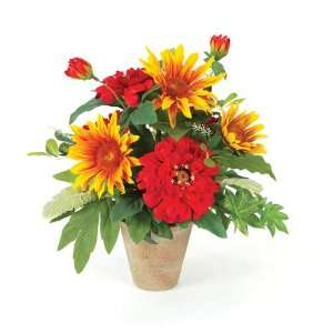  Pack of 2 Country Bistro Sunflower & Zinnia Artificial 