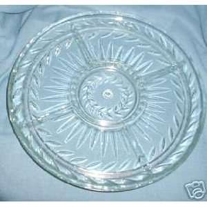  Large Glass Tray with 5 Sections 