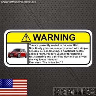 NEW Mini Cooper S Warning Sticker for GP Convertible  