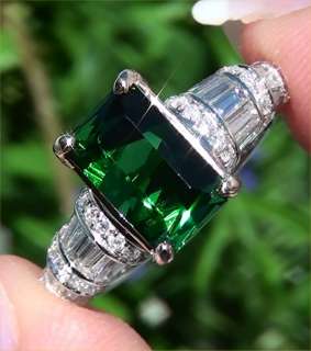 Estate 6.56ct Natural Chrome Green Tourmaline Diamond Vintage Ring 14k 