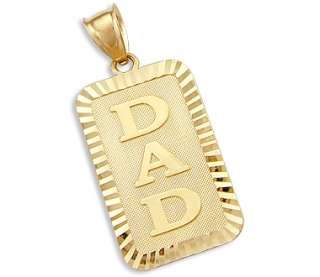 14k Yellow Gold DAD Father #1 Plate Charm Pendant New  