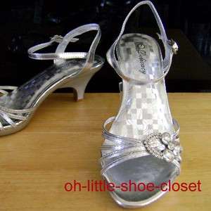 Silver Dress Pageant Brides Maid Dance Walking Sandal Shoes Size 