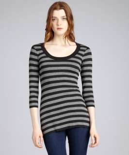 Bailey 44 black and mercury striped jersey Peep Hole long sleeve top