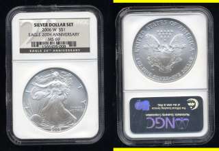 2006 W 20TH ANNIVERSARY SILVER EAGLE  NGC MS69    