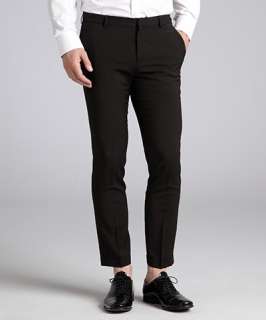 Prada black virgin wool flat front pants