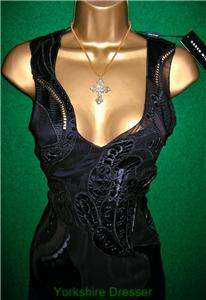 New KAREN MILLEN £199 Black Silk Applique DRESS   Asstd  