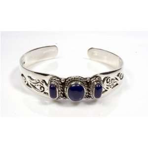  STERLING SILVER BANGLE BRACELET with Lapis Jewelry