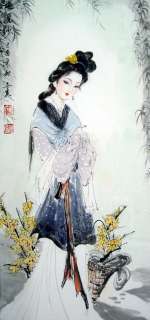 Chinese Watercolor painting  Ancient Beauty Scroll  
