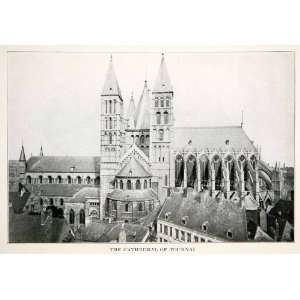 1920 Print Cathedral Our Lady Tournai Belgium Wallonia Scheldt 