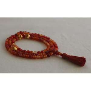   6mm Red Agate and Citrine Mala Prayer Beads 