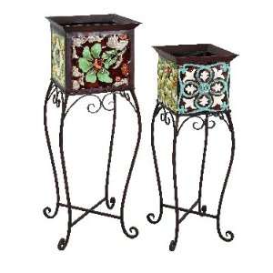    Pair of Beautifully Styled Metal Plant Stands Patio, Lawn & Garden