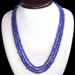 VERY ATTRACTIVE 298.00 CTS NATURAL FACETED 3 LINE BLUE SAPPHIRE BEADS 