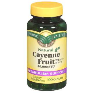 Cayenne Fruit 40,000 STU, 100 Capsules   Spring Valley  