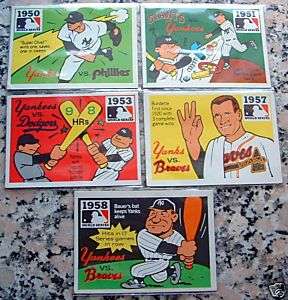1968 FLEER LAUGHLIN WORLD SERIES 5 CARDS Yankees Braves  