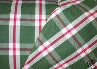 Homespun fabric, green, red & white plaid, 54w. 4 yds  