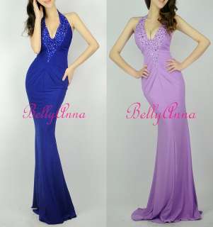   Sexy V Neck Prom Party Evening Gown Fitted Bridesmaid Long Maxi Dress