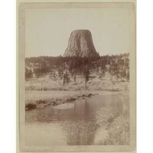  Drawing Devils Tower. With water scene from east side 