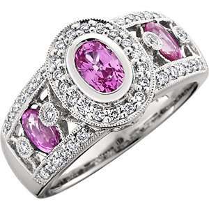  Pink Sapphire and Diamond ring in 18kt white gold Amoro 