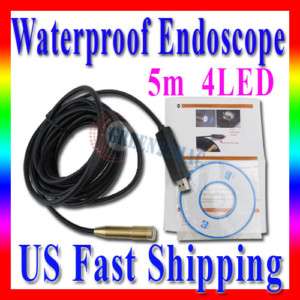 Waterproof USB Inspection Camera Endoscope Pipe Cam 5m  