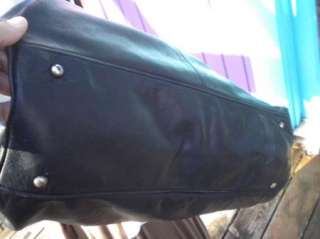 DKNY Donna Karan New York Extra Large Black Leather Satchel Tote Bag 