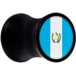 2 Gauge Black Acrylic Guatemala Flag Saddle Plug Jewelry