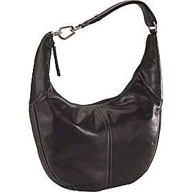 Ladies Top Zip Hobo Slouch Bag Black