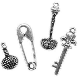 Madame Delphines Metal Charms Spoon/Bottle/Pin/Key Antiqued Silver 4 