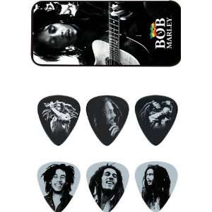   Bob Marley Silver Pick Tin with 6 Heavy Picks Musical Instruments