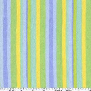  45 Wide Flannel Jungle Jamboree Stripe Lime/Blue Fabric 