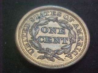 1853 BRAIDED HAIR LARGE CENT NICE AU/UNC LOOK  