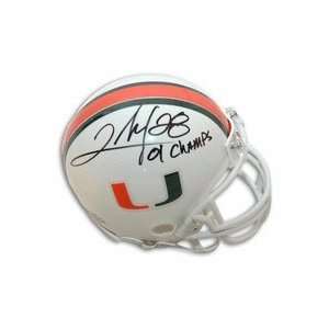 Clinton Portis Autographed Miami Hurricanes Mini Helmet with 01 