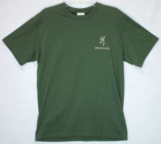 Browning T Shirt Olive Vintage Flight Buckmark Deer Logo Duck Hunting 