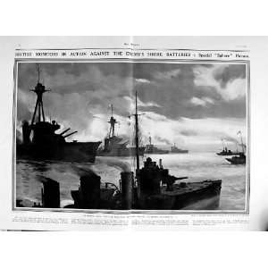  1916 BRITISH NAVY SHIP MONITORS WAR BATTERIES BACON