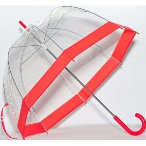  Clear Dome Bubble Umbrella With Red Trim 