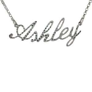 Sterling Silver ASHLEY Name Pendant 16 in. Cable Chain Necklace (w/ 1 