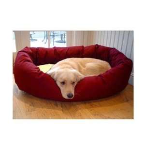 Bagel Dog Bed in Burgundy and Sherpa Size X Large (36 x 52)  