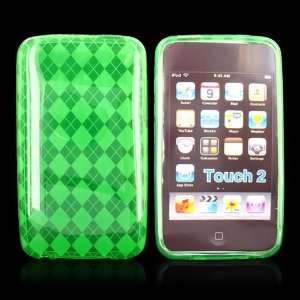   For iPod Touch 3 Gen Crystal Gel Skin Case Argyle Green Electronics