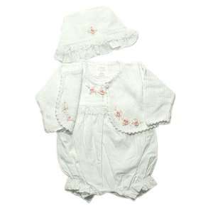   Kids   New Silk Roses Batiste Bubble and Bonnet with Cardigan Baby