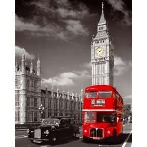  London Big Ben Double Decker Bus Travel Photography Poster 