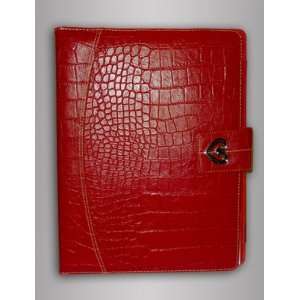  Buxton Writing Pad Folio with Heart Snap Closure   Red 