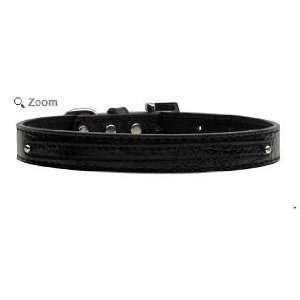  3/8 (10mm) Faux Croc Two Tier Dog Collar Black Medium 