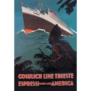  Paper poster printed on 20 x 30 stock. Trieste Cruise Line 