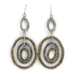  Two Tone Oval Shape Dangle Fashion Earrings Jewelry