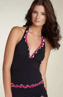 Profile Gottex Black Tri Color Skirted Tankini Swimsuit 14 NWT $166 
