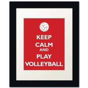  Keep Calm and Play Volleyball, framed print (classic red 