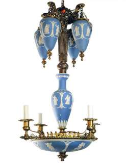Antique Wedgwood Blue & White Jasperware Chandelier  