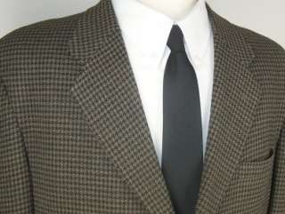 44R Lineage Soft BLACK BROWN HOUNDSTOOTH 3 Btn sport coat jacket suit 