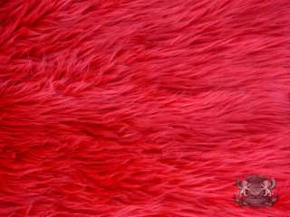 FAUX FUR SHAGGY RED LONG PILE HAIR FABRIC BY THE YARD  