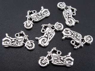 60PCS Tibetan Silver Motorcycle Charm Bead Pendants f#96  